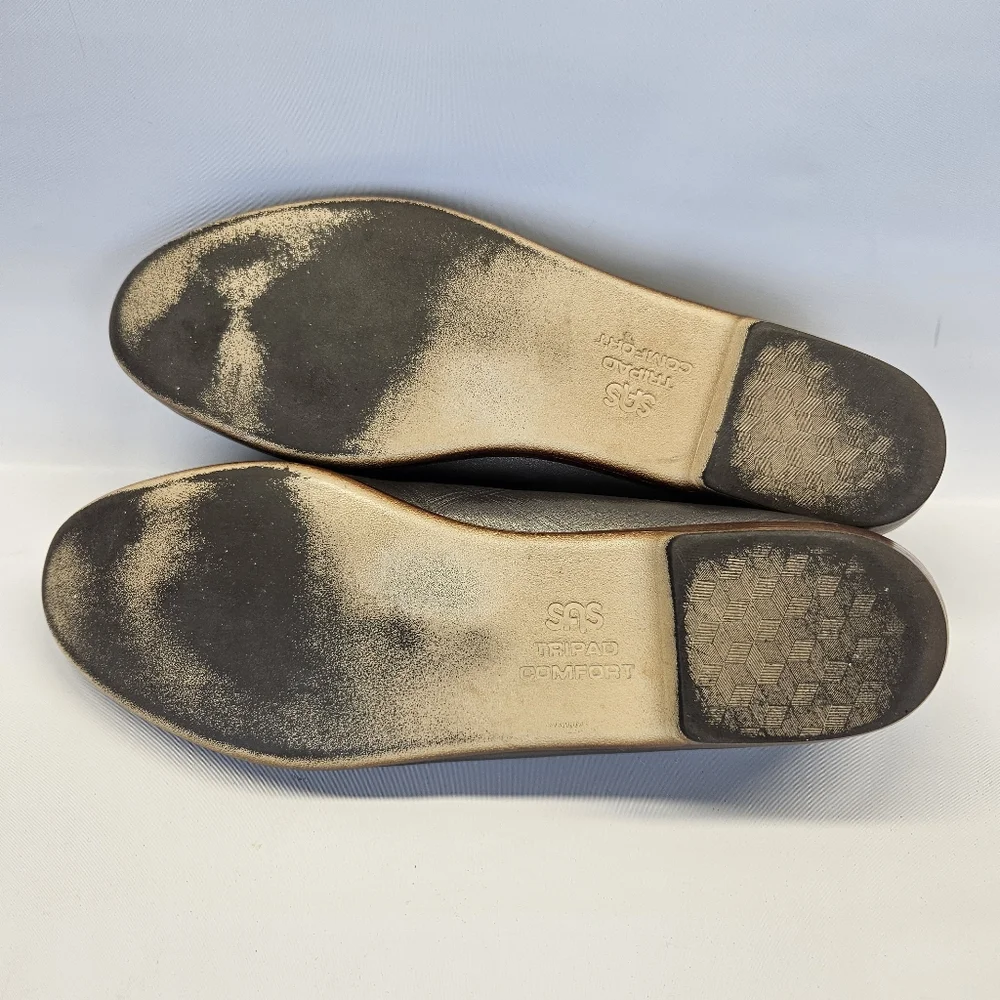 SAS Moccasin Penny Loafer Shoes Pewter Silver Gun Metal Comfort Womens 9.5